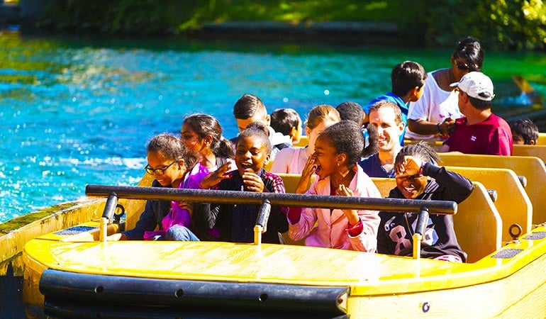 children at amusement park