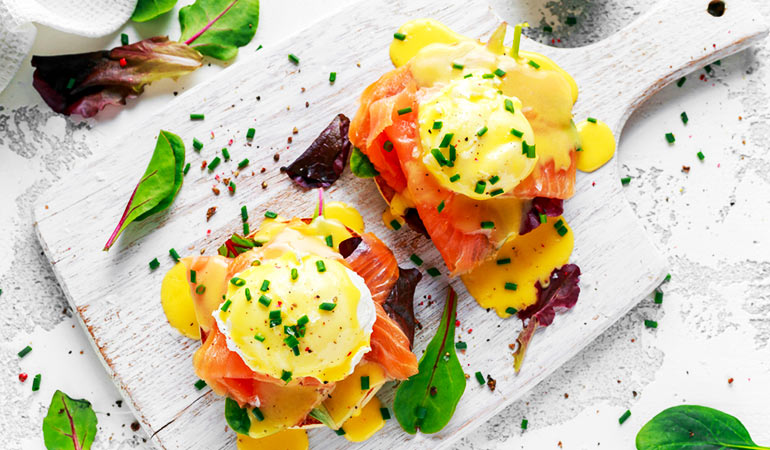 poached eggs and truffles