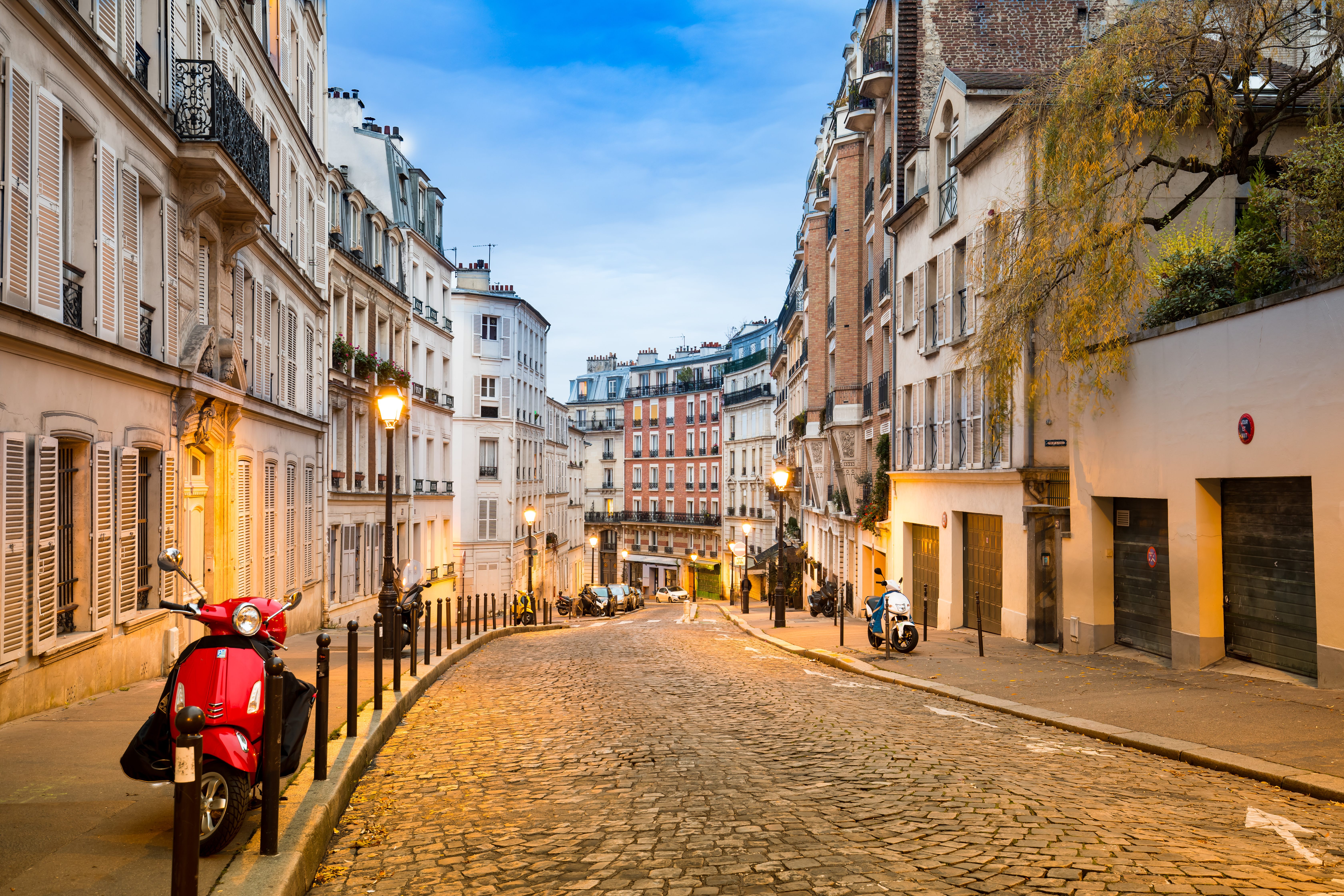 Street on Montmartre in Paris in the morning