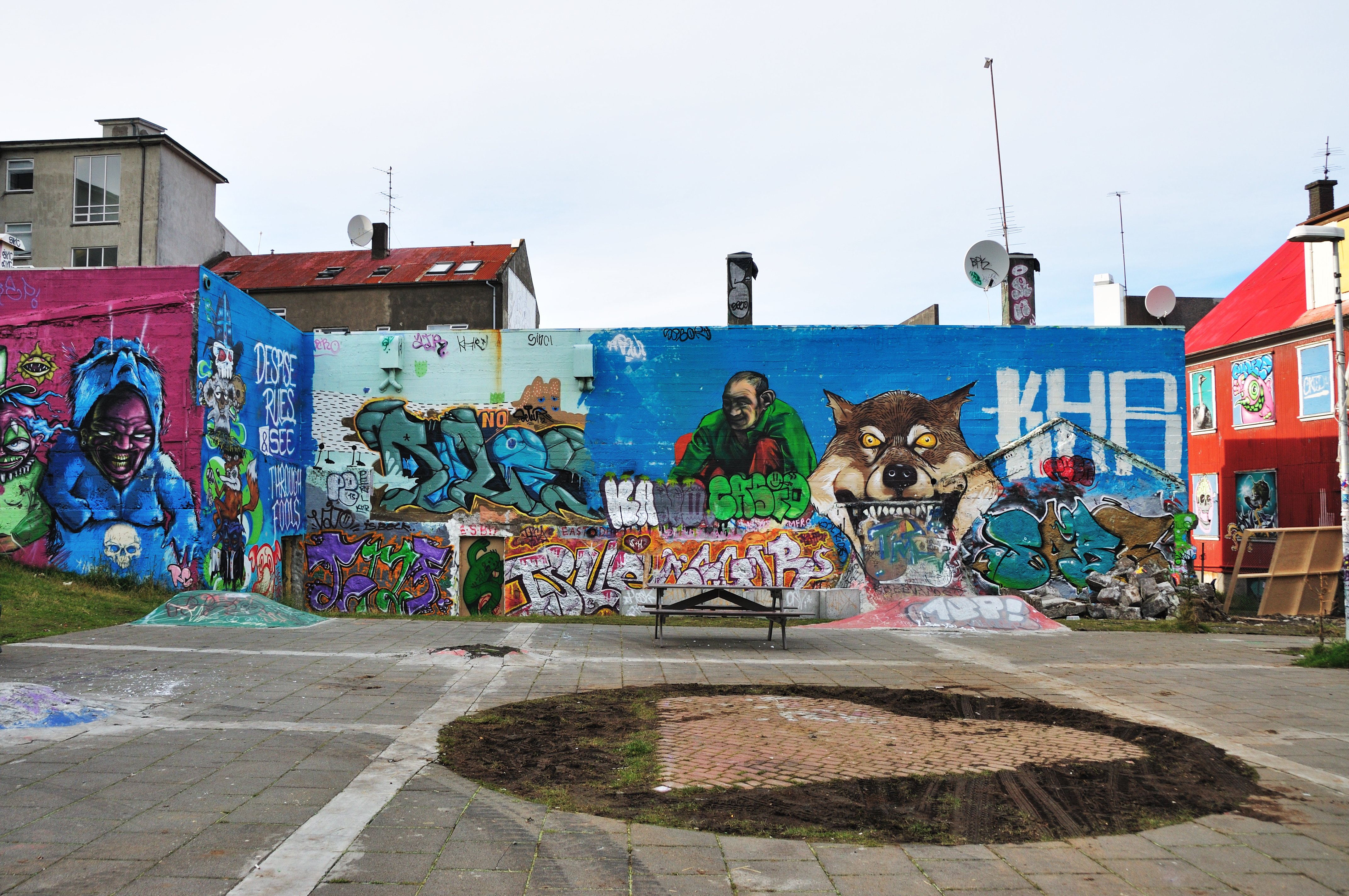 Street art on a street in Reykjavik, Iceland