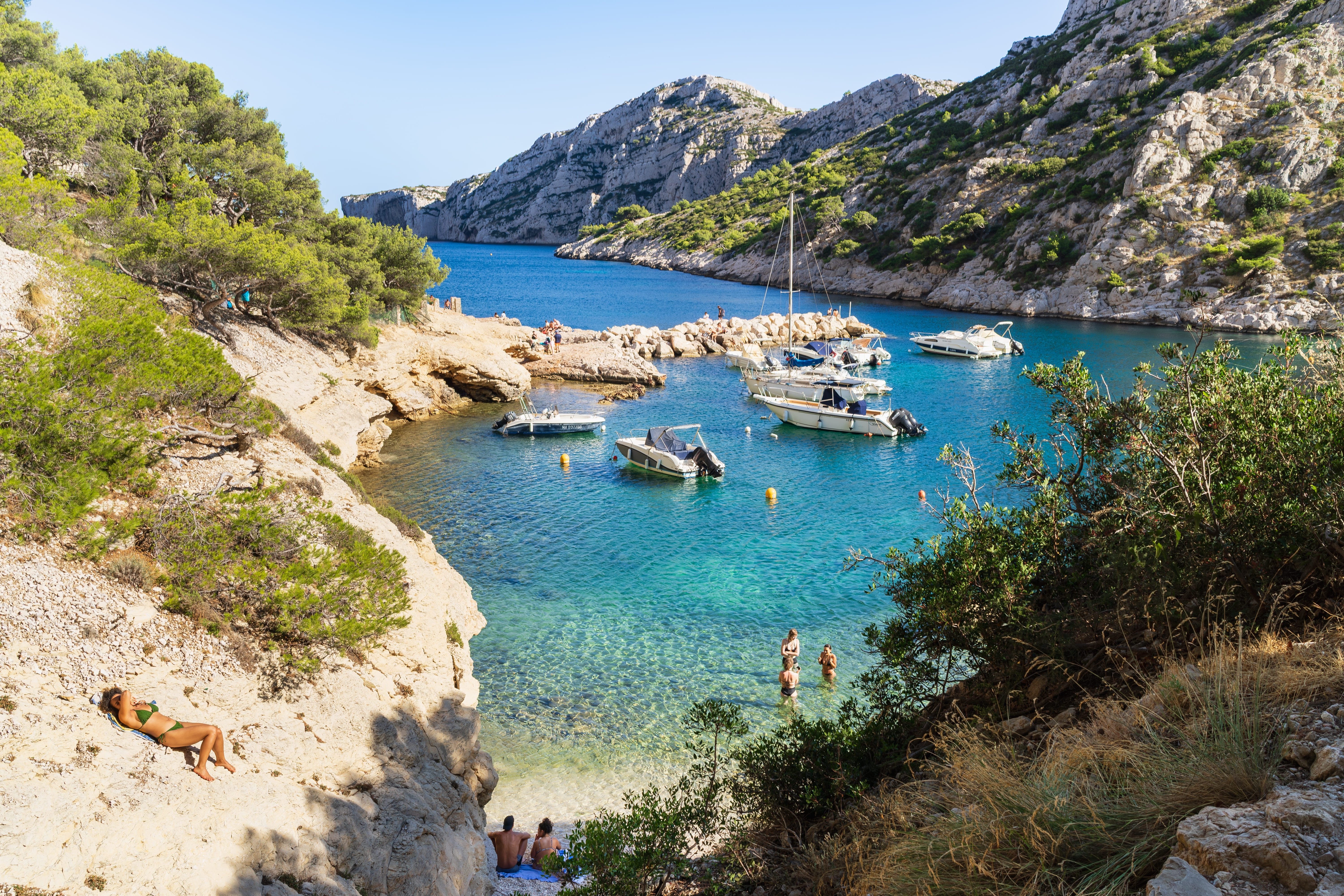 Beautiful blue sea in Marseille, France in August
