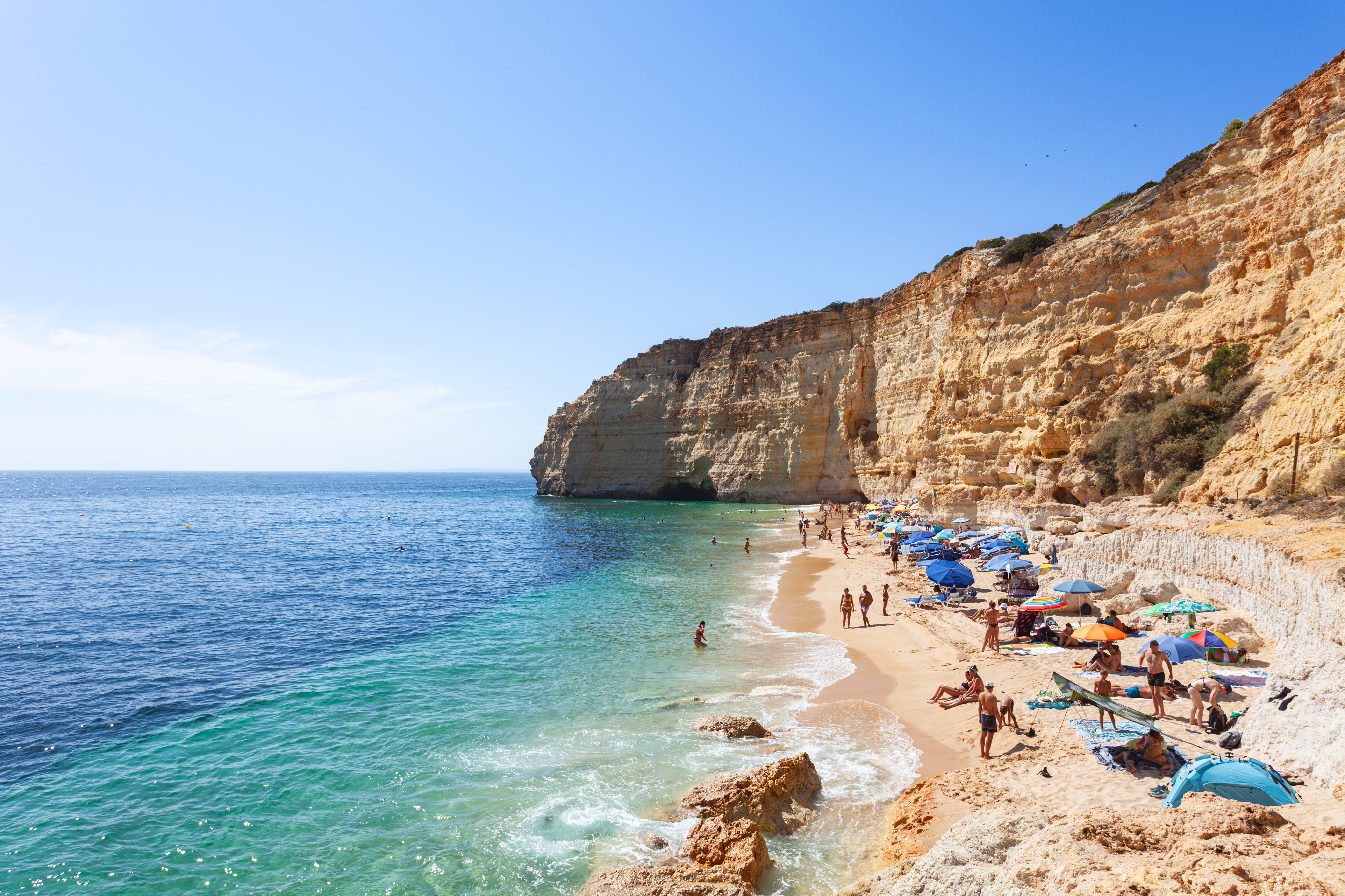Caveiro in Algarve, Portugal on a busy August day
