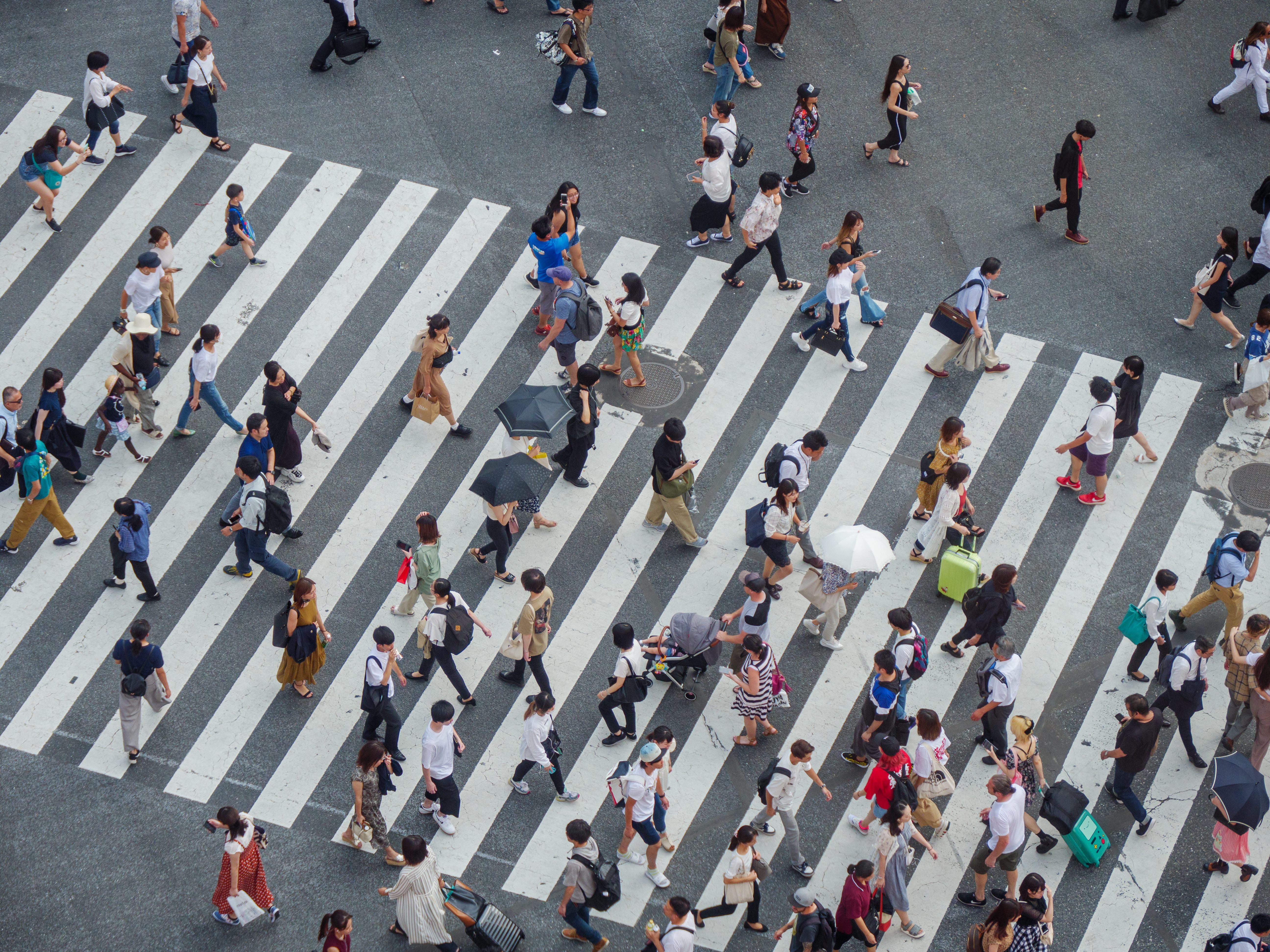 Aerial view of Shibuya Crossing in Tokyo, Japan