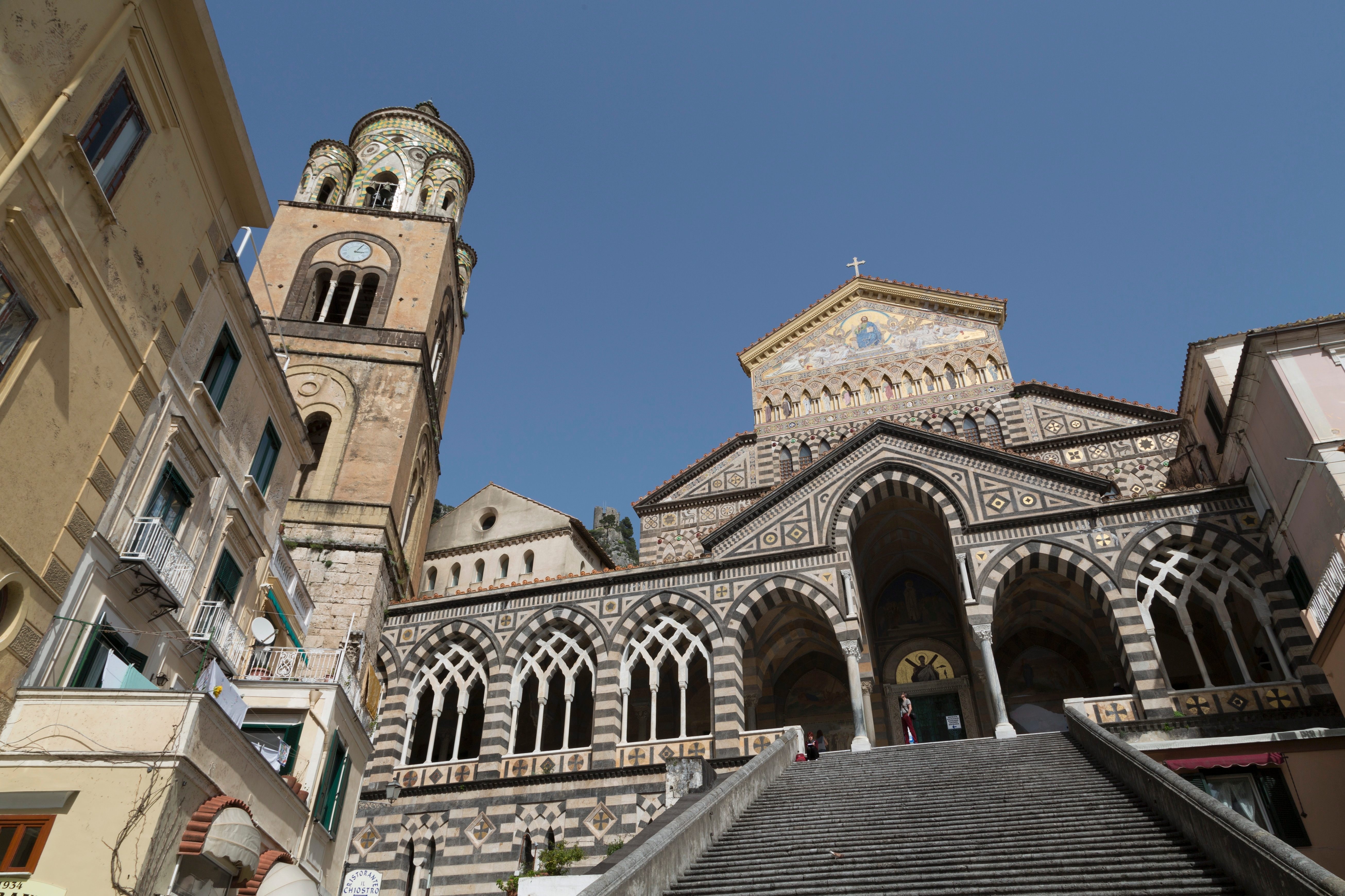 Steps up to the Duomo Cattedrale Sant' Andrea in Amalfi, Italy