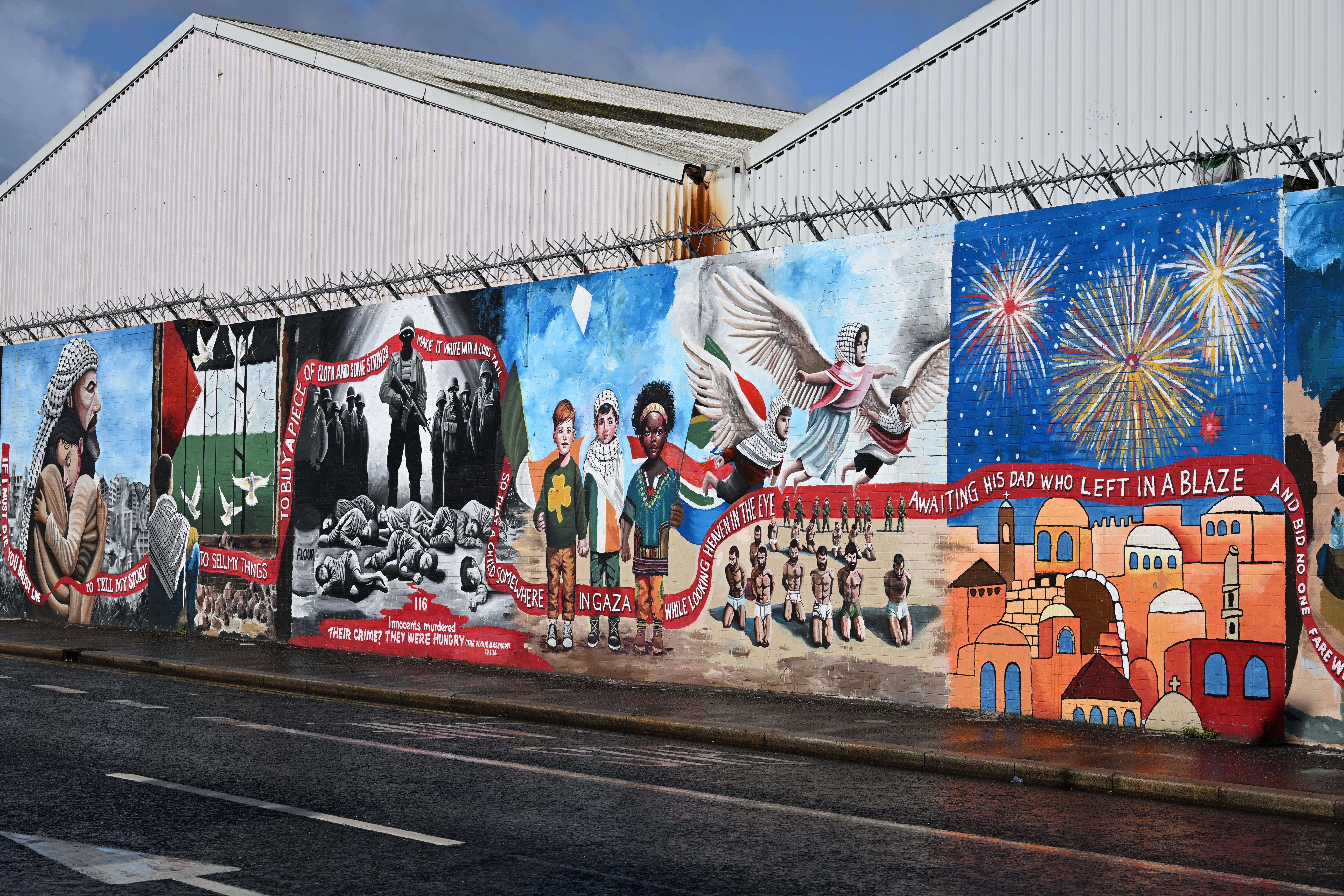 Street art along the Peace Wall in Belfast, Ireland