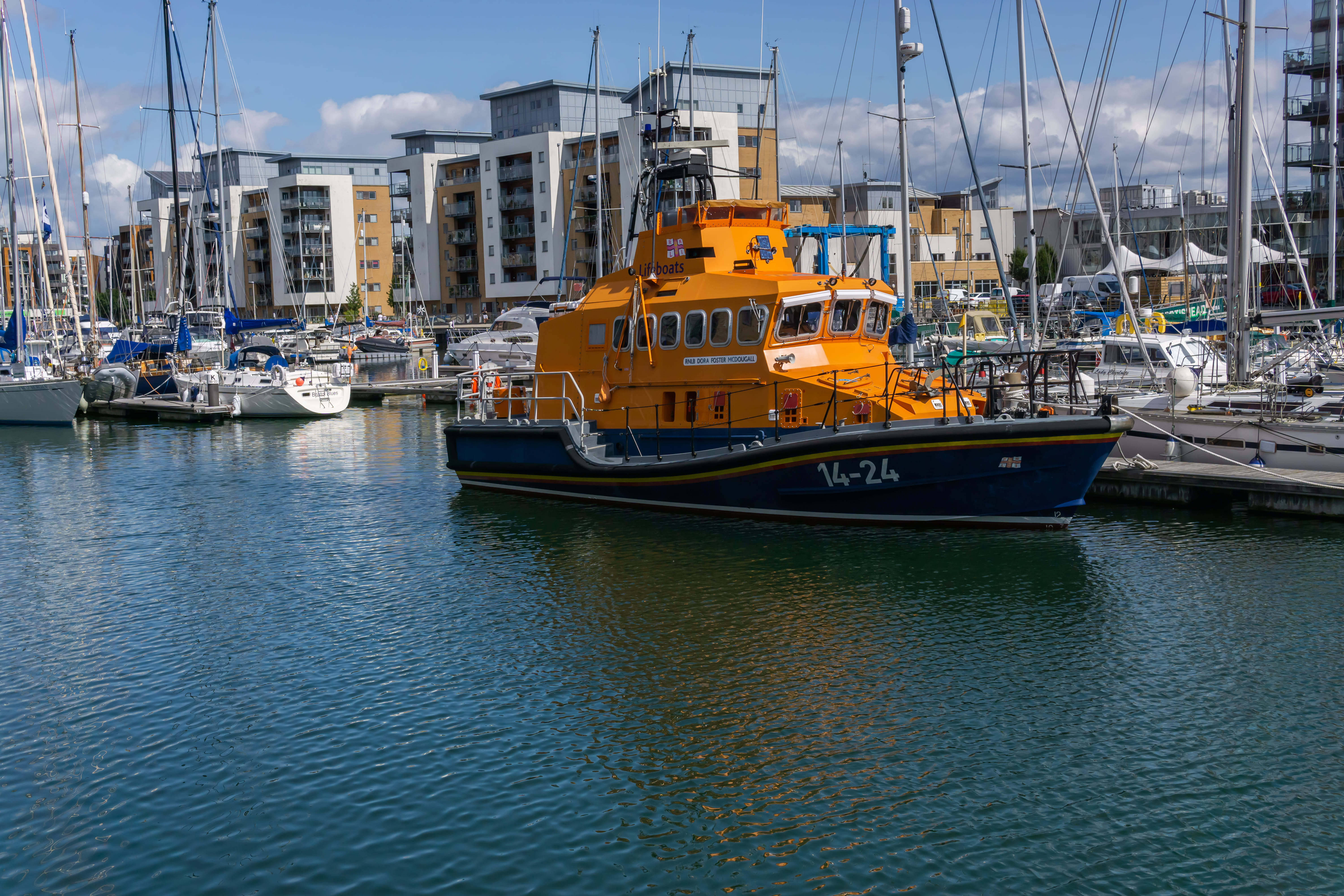 Boats on Portishead Marina on a sunny day, Bristol, England