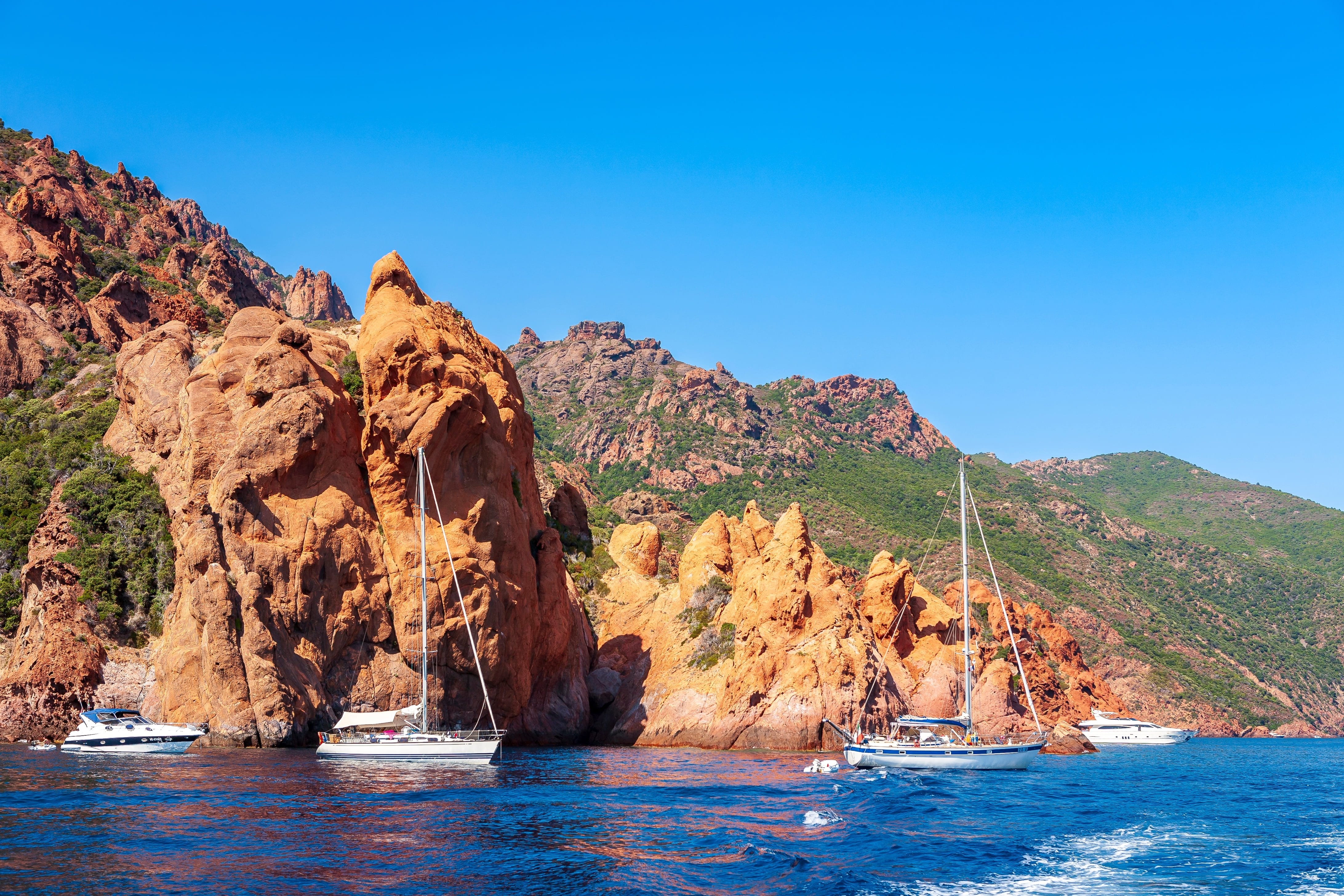 Scandola rocks, natural reserve of Scandola, Corsica, France. Gulf of Porto is located on the western façade of the island of Corsica, France. The gulf was designated as a UNESCO World Heritage Site