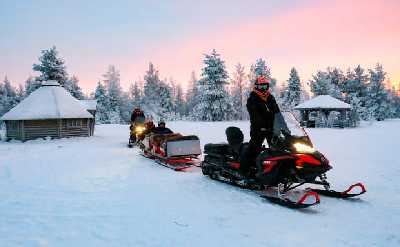 Family Snowmobile Sledge Ride