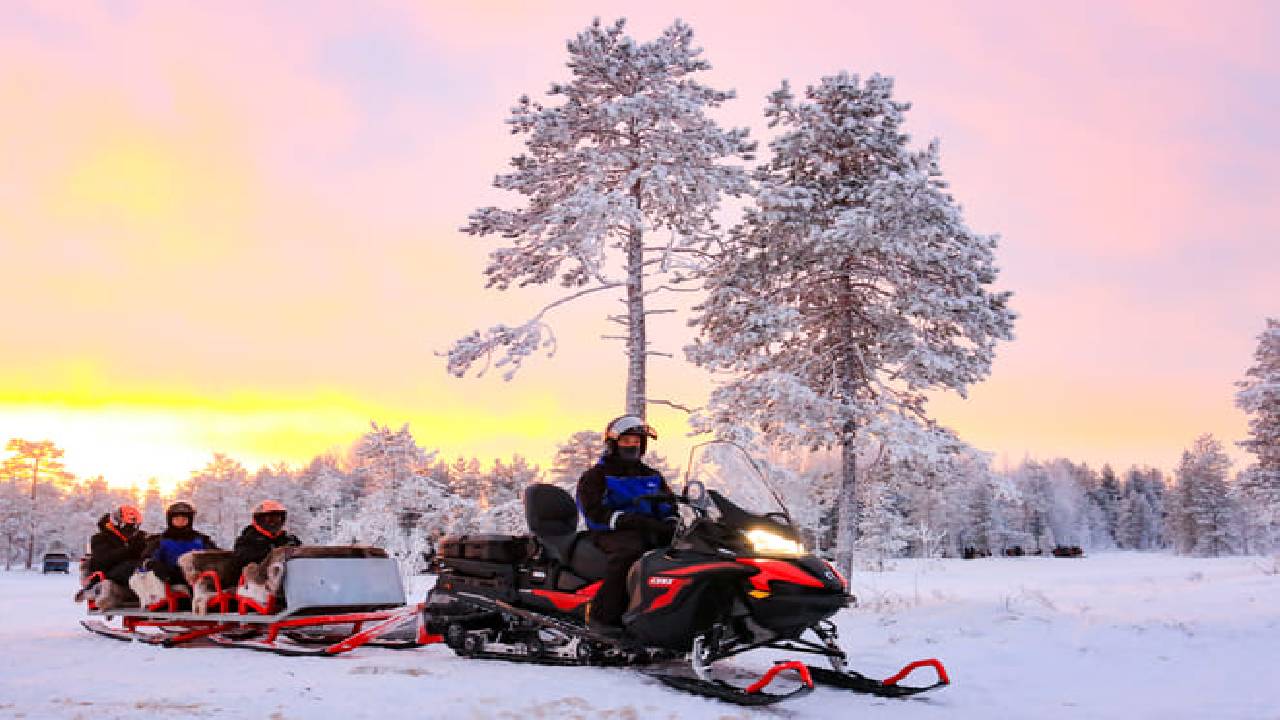 Family Snowmobile Sledge Ride