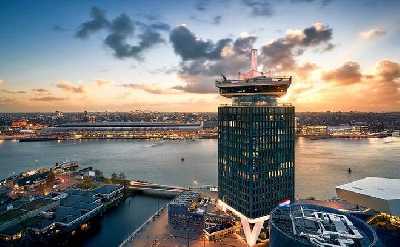 Adam Lookout Amsterdam with drinks and Eye Filmmuseum Ticket