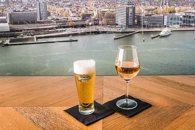 Adam Lookout Amsterdam with drinks and Eye Filmmuseum Ticket